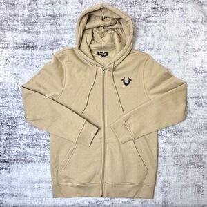 New - No Tags True Religion Brand Jeans Full Zip Khaki Hoodie Men's Medium